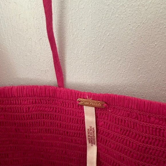 Free People Lisa Embroidered Lace Midi Dress Size S Pink Puff Sleeves Boho BNWT - Picture 15 of 16